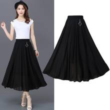 2021 Women Spring Summer Elegant Chiffon Skirt Female Solid Elastic High Waist A-line Pleated Skirt Lady Casual Loose Falda G307 2024 - buy cheap