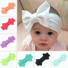 Fashion Toddler Girls Kids Baby Solid Color Big Bowknot Headband Stretch Turban Knot White Pink Mint Green Watermelon Red 2024 - buy cheap