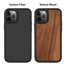 Funda de fibra de carbono para móvil, cubierta trasera de madera de protección pesada, anticaída, para iPhone 12 Pro Max Mini 2024 - compra barato