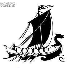 Volkrays interessante adesivo de carro dragão cabeça viking navio acessórios reflexivo decalque vinil à prova dblack água preto/prata, 17cm * 19cm 2024 - compre barato