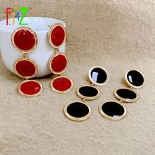 F.J4Z New Hot Fashion Geometric Earrings Long Black Red Enamel Circles Hearts Chunky Dangle Earring Women's Party Earring 2024 - buy cheap