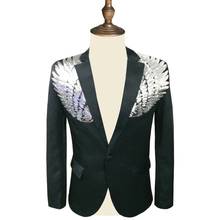 Men Sequin Blazer Wing Sequin Blazer Masculino Slim Fit  Suit Jacket Men Blazer Sequin Homme Gold Silver Stage DJ Stagewear 2024 - buy cheap