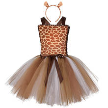 2021 Giraffe Girls Tutu Dress Outfit Zoo Animal Kids Christmas Costumes Toddler Baby Performance Birthday Jungle Party Dress Set 2024 - buy cheap