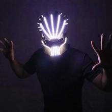 Máscara de fantasmas de Halloween luminosa Led, ilumina el escenario, sombreros de actuación, gafas LED láser verde, máscaras de fiesta para mascarada 2024 - compra barato