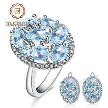 GEM'S BALLET-pendientes de plata de primera ley y topacio azul cielo para mujer, aretes, bolas, ovalados, 11,40 CT 2024 - compra barato