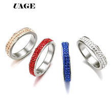 UAGE Cubic Zirconia Couples Rings Stainless Steel Wedding Ring Set for Women and Men Party Jewelry Wholesale 2024 - buy cheap