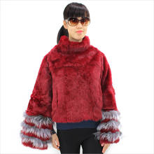 New Arrive Winter Women Real Rabbit Fur Jacket 100%Natural Rabbit Fur Pullover Coat Fashion Warm O-neck Elegant Genuine Fur Coat 2024 - buy cheap