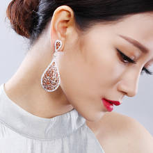 72mm Long Large tearDrop earrings Gold/Champagne/Green/White crystal Luxury Big earring for party Women Jewelry 2024 - buy cheap