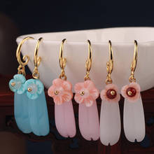 Fashion Ethnic earrings Pink shell drop earrings white blue natural stone earrings for women jewelry wholesale 2024 - buy cheap