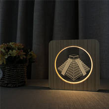 Luminária de mesa de madeira led com escadas, interruptor de luz para decoração de quarto infantil, lâmpada para esculpir, estoque na fonte