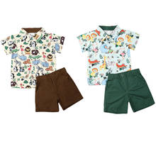 1-5y bebê infantil meninos crianças conjuntos de roupas de verão dos desenhos animados imprimir camisetas + shorts calças conjunto 2024 - compre barato