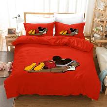 Conjunto de cama do mickey mouse vermelho, 3 peças, colcha de tamanho duplo, edredom, capas de edredom para crianças, decoração de quarto de menino, queen, king 2024 - compre barato