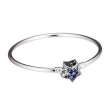 Pulseiras de prata brilhante e grande, bracelete feminino com pingente de estrela, joias para mulheres faça você mesmo, fecho de estrela misturado 925 2024 - compre barato