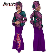 Африканская одежда для женщин, комплекты из 3 предметов, костюмы, топ и юбка с запахом, подходит к базину, Дашики, вечерний костюм WY165 2024 - купить недорого