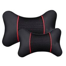 1Pcs PU Leather Knitted Car Pillows Headrest Neck Rest Cushion Support Seat Accessories Auto Black Safety Pillow Universal Decor 2024 - buy cheap