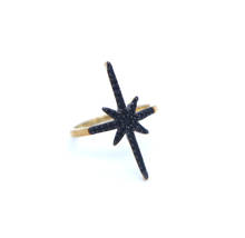 fashion tiny band star ring black cz gold filled color north star starburst women lady finger ring Christmas New year surprise 2024 - buy cheap