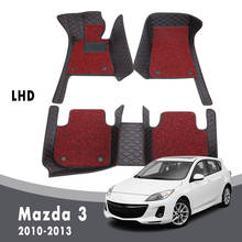 Tapete de luxo para mazda 3 2013 2012 2011, carpete automotivo com dupla camada de arame, à prova d'água, proteção, tapete para o chão do carro, interior, couro 2024 - compre barato