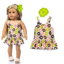 Vestido de verão com alça flor 40cm vestido de praia de boneca e menina 2024 - compre barato