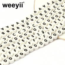 Wholesale 8mm Black Capital Letters Ceramic Beads For Jewelry Making Bracelet Handmade Porcelain Ceramic Letter Beads 2024 - buy cheap