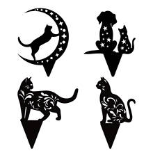 Estaca de silueta de gato negro para patio, adorno de acrílico hueco para césped, Fiesta en casa, decoración de jardín, artesanías de gato 2024 - compra barato