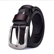 Belts for Men Cowskin Genuine Leather Personality Men Belt Pin Buckle High Quality Male Black Strap Vintage Jeans Waistband 2024 - buy cheap