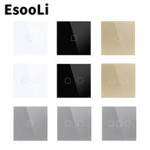 EsooLi Wall Touch Sensor Switch,EU/UK  Standard Light Switch,Crystal Glass Switch Power,1/2/3 Gang 1 Way,AC220,Light Wall Touch 2024 - buy cheap