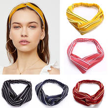 Fashion Striped Elastic Turban Cross Knot Hair Bands Stretchable Women Girls Head Wrap Headbands Headwear Hair Accessories 2024 - buy cheap