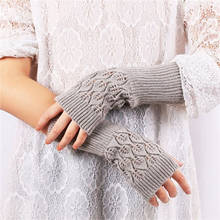 Mitt Half Finger Women Gloves New Winter Autumn Knitted For Women Fingerless Wrist Fashion Warmer Gloves 2024 - buy cheap