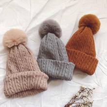 Chapéus fofos para crianças meninas chapéu de malha quente chapéu para crianças e bonés para o inverno do bebê recém-nascido gorro bonés 2024 - compre barato