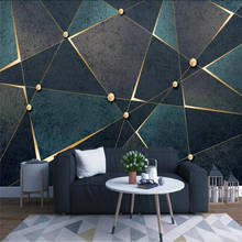 beibehang Custom wallpaper nostalgic geometric lines modern minimalist golden abstract light luxury background wall 3d mural 2024 - buy cheap