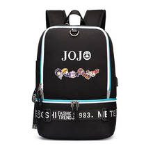 Jojo bizarro aventura oxford sacos de escola anime bookbag carregamento usb portátil mochila viagem à prova dwaterproof água bagpack feminino rugzak 2024 - compre barato