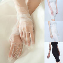 Guantes largos de tul transparente para novia, manoplas a la moda de Color sólido, transparentes, ultrafinas, coderas, para novia 2024 - compra barato