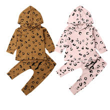Leopard Infant Baby Girl Clothes Sets Long Sleeve Pullover Hooded Tops+Leggings Pants Outfits Tracksuit 2024 - buy cheap