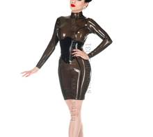 3D cutting design women's transparent black long sleeve party slim latex dress(No corset) what is made of 0.4mm natural latex 2024 - buy cheap