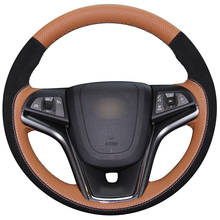 Brown Natural Leather Black Suede Car Steering Wheel Cover for Chevrolet Malibu 2011-2014 Volt 2011-2015 2024 - buy cheap