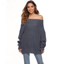 Womens Sweaters 2020 Winter Woman Sweater Knitting Pullover Loose Sweater Off Shoulder Batwing Sleeve Pull Oversize Femme DD2437 2024 - buy cheap