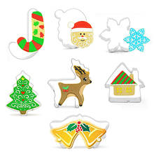 7 unids/set de acero inoxidable 3D cortadores de galletas de navidad juego de moldes para pasteles Fondant de Navidad de DIY herramientas de hornear decoración molde 2024 - compra barato