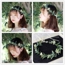 Cabeça de folhas verdes de coroa de cabelo unissex, acessórios para cabelo para meninas, guirlandas florais e para festa de casamento 2024 - compre barato
