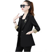 Модный повседневный пиджак, женский новый весенний Блейзер 2021, верхняя одежда, Женский приталенный, высококачественный костюм, пиджаки для женщин, размера плюс 2024 - купить недорого