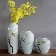 European Flower and Bird Vase Ceramic Ornaments Flower Arrangement Container Home Classic Desktop Porcelain Vase Home Decoration 2024 - buy cheap
