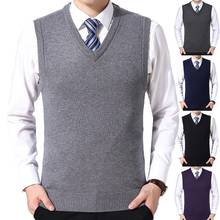 Fashion Suit Vest Men Casual Winter Solid Color V Neck Sleeveless Knitted Woolen Plus Size Vest 2020 new 2024 - buy cheap