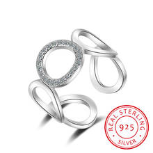Real 925 anel de prata esterlina para as mulheres na moda mosaico cz zircônia cristal anéis redimensionáveis bague anillos anel el femme presente 2024 - compre barato