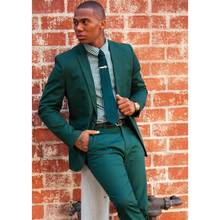 Terno masculino da moda, um botão, padrinho, lapela, noivo, casamento, formatura, padrinho, blazer (jaqueta + calças) 2024 - compre barato