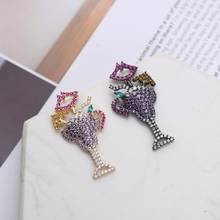 Fashion Creative Cocktail Glass Shape Earring Sparkling Yellow Purple Color Zirconia Stones Dangle Earrings for Women Jewelry 2024 - buy cheap