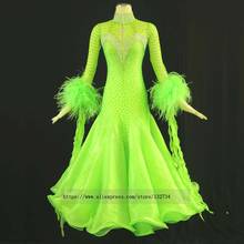 2019 de disfraces de salón de plumas verdes, vestidos estándar de baile de salón, Vals, vestido de flamenco, disfraces de baile, Ropa de baile 2024 - compra barato