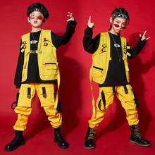 Hip Hop Dance Clothing Boys Street Dancewear Yellow Suits Overalls Pants For Girls Loose Modern Ballroom Dance Costume BL5367 2024 - buy cheap