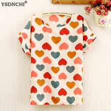 YSDNCHI женские блузки с принтом, женская одежда, шифоновая блузка размера плюс, свободные футболки с коротким рукавом 2024 - купить недорого