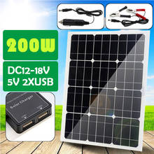 Painel solar de 200w com controle de 30a e porta usb dupla 18v, carregador de bateria portátil para celular, carro, iate, rv, luzes de carregamento 2024 - compre barato