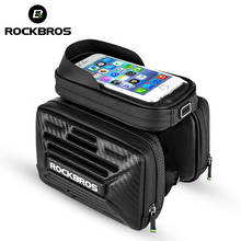 Rockbros bolsa de bicicleta em carbono, bolsa para ciclismo e mtb com tela sensível ao toque, bolsa de selim para 6.2 polegadas, acessórios para bicicleta 2024 - compre barato