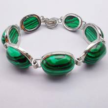 Brazalete con gemas de cuentas de piedra de Malaquita verde, joyería de 8 pulgadas, G068 2024 - compra barato